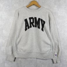 画像1: 80's Champion REVERSE WEAVE トリコタグ USA製 "ARMY" 染み込みプリントスウェット L (1)