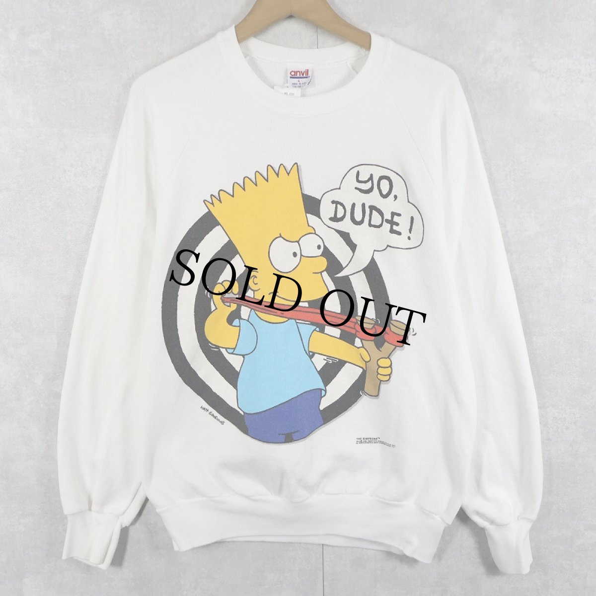 画像1: 90's THE SIMPSONS USA製 "YO, DUDE!" キャラクタープリントスウェット L (1)