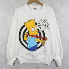 画像1: 90's THE SIMPSONS USA製 "YO, DUDE!" キャラクタープリントスウェット L (1)