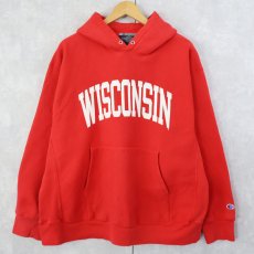 画像1: 2000's Champion REVERSE WEAVE "WISCONSIN" プリントスウェットフーディー XL (1)