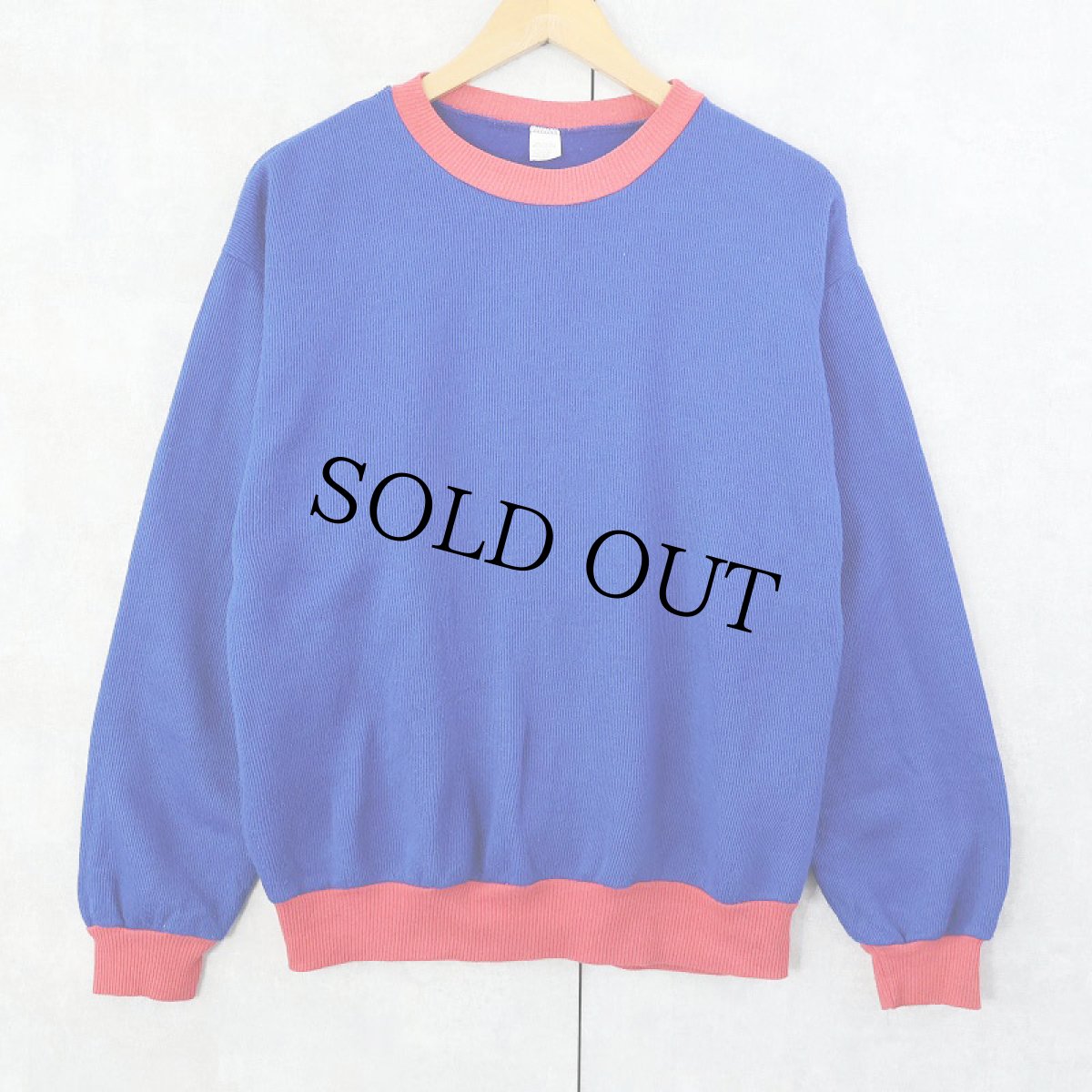 画像1: 〜80's USA製 2トーン コットン×ポリエステル リブニットロンT L (1)