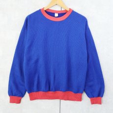 画像1: 〜80's USA製 2トーン コットン×ポリエステル リブニットロンT L (1)