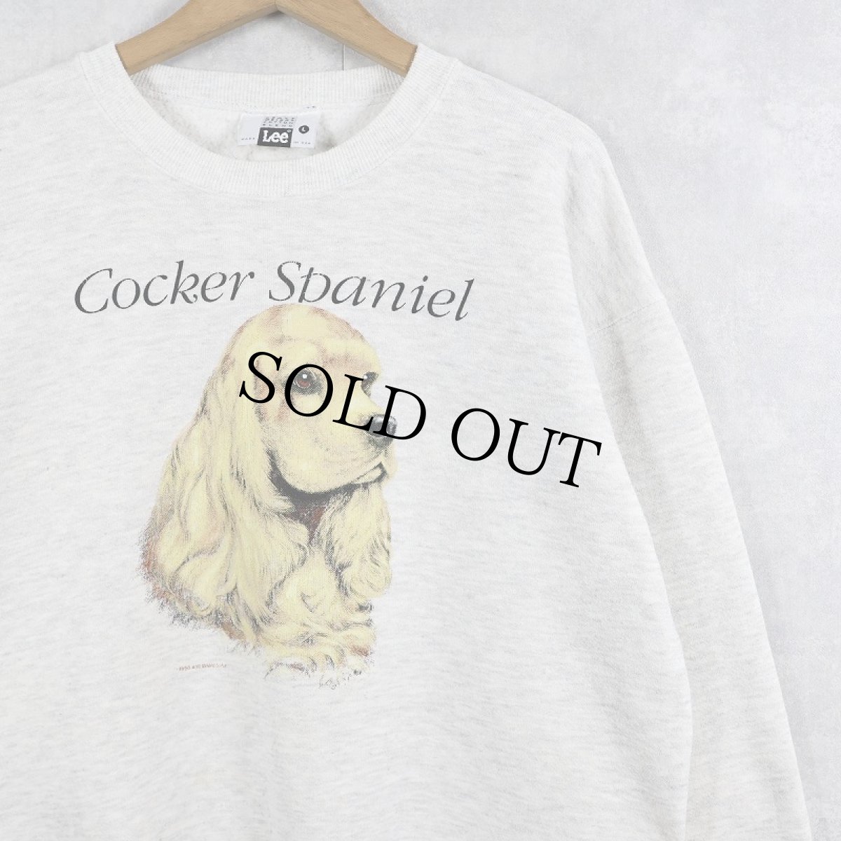 画像1: 90's USA製 "Cocker Spaniel" 犬プリントスウェット L (1)