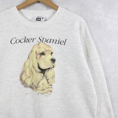 画像1: 90's USA製 "Cocker Spaniel" 犬プリントスウェット L (1)