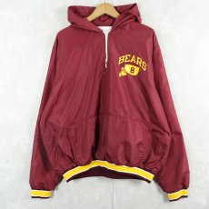 画像1: 80〜90's Champion USA製 青刺繍タグ "BEARS" ウイングフットプリント ハーフジップ ナイロンフーディー L (1)