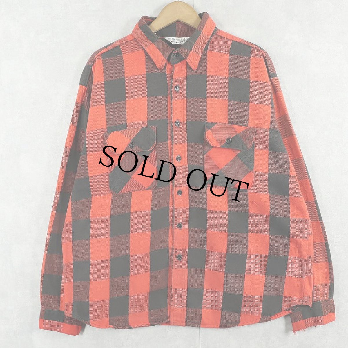 画像1: 70〜80's FIVE BROTHERS USA製 バッファローチェック柄 ヘビーネルシャツ XL (1)