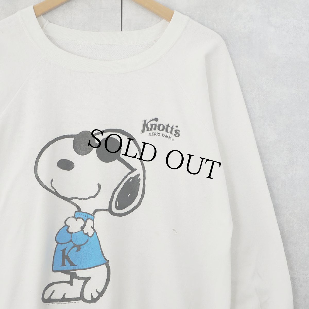 画像1: 80's SNOOPY "Knott's" キャラクター 発泡プリントラグランスウェット (1)