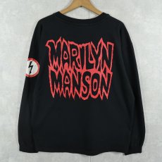 画像2: 90's MARILYN MANSON USA製 "THE SATANIC ARMY" パロディプリント ロックバンドロンT BLACK XL (2)