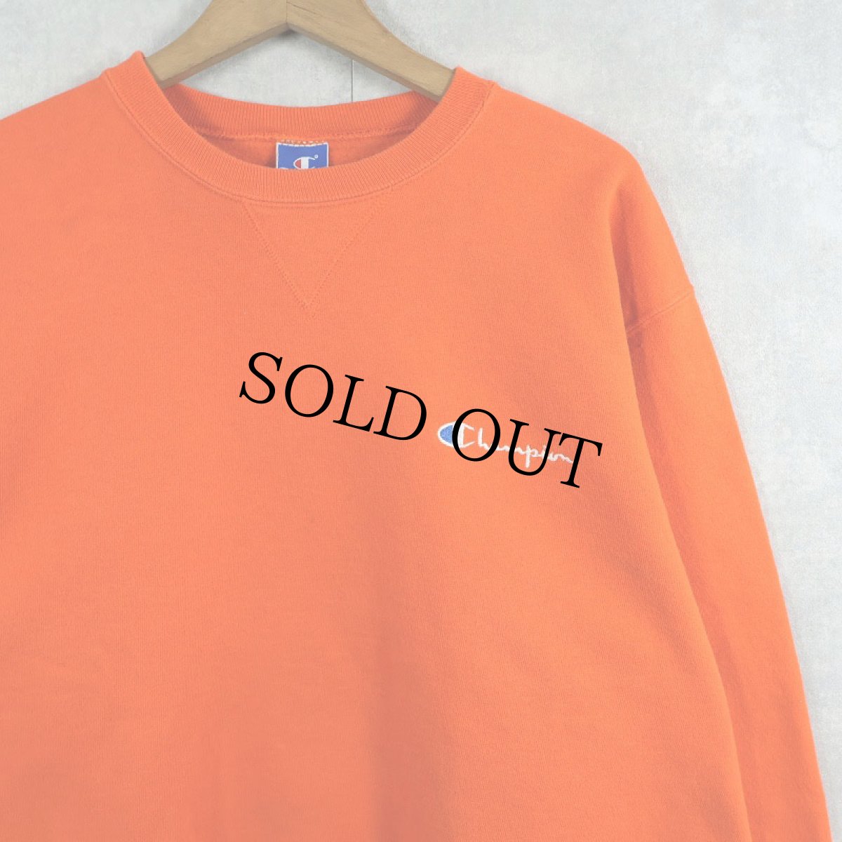 画像1: 80〜90's Champion USA製 青刺繍タグ 中期 前Vロゴ刺繍スウェット XL (1)