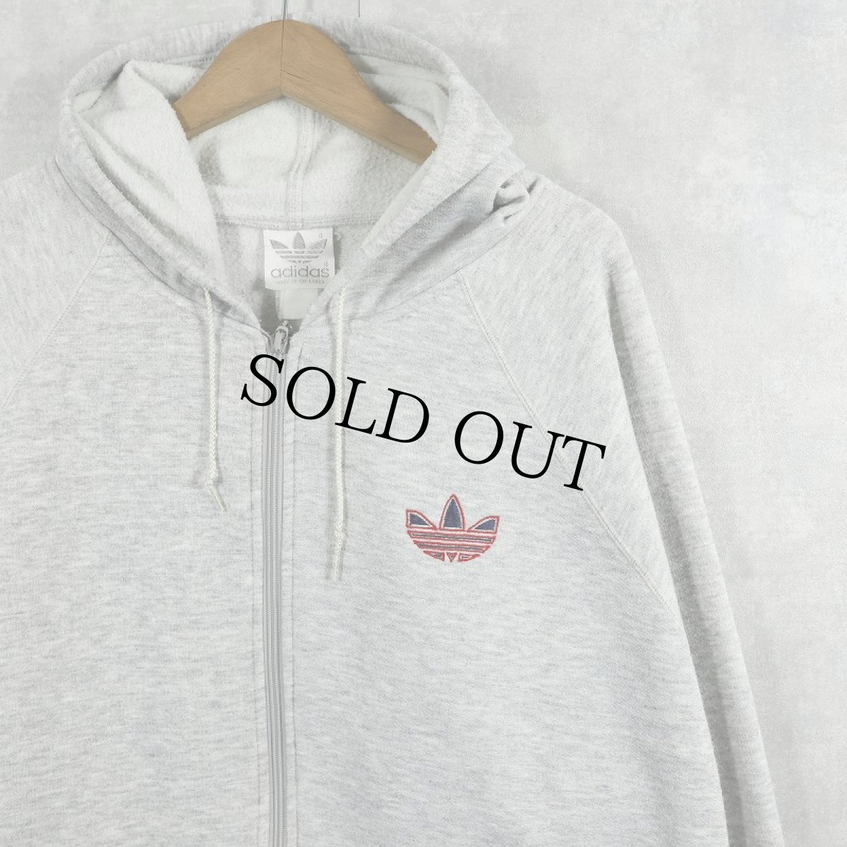 画像1: 80's adidas ロゴ刺繍 スウェットジップパーカー (1)