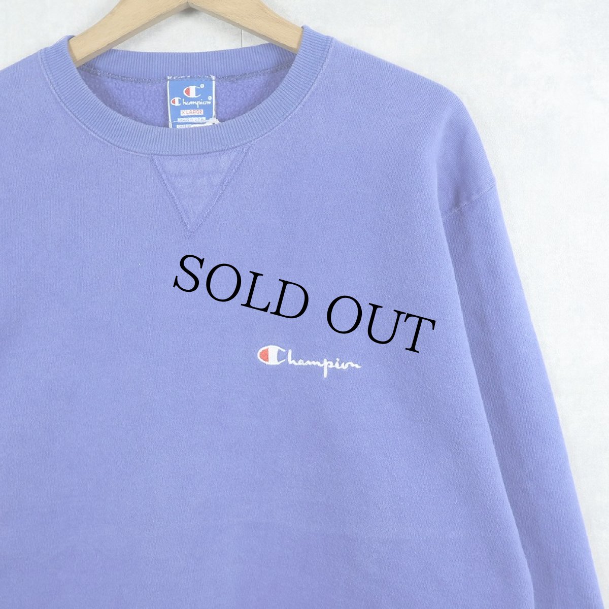 画像1: 80〜90's Champion USA製 青刺繍タグ 中期 前Vロゴ刺繍スウェット XL (1)