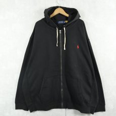 画像1: POLO Ralph Lauren ロゴ刺繍 スウェットジップパーカー BLACK 4XLT (1)