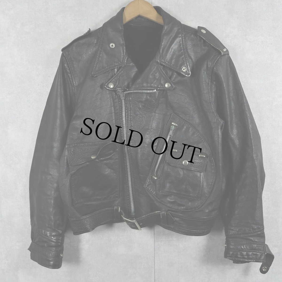 画像1: 70〜80's レザーダブルライダースジャケット BLACK (1)