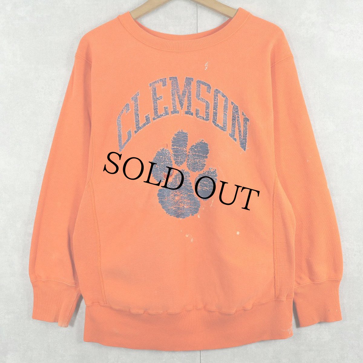 画像1: 80's Champion REVERSE WEAVE USA製 トリコタグ "CLEMSON" プリントスウェット M (1)