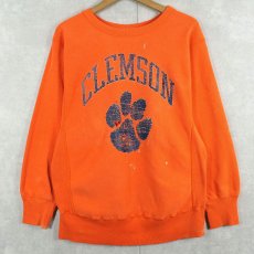 画像1: 80's Champion REVERSE WEAVE USA製 トリコタグ "CLEMSON" プリントスウェット M (1)