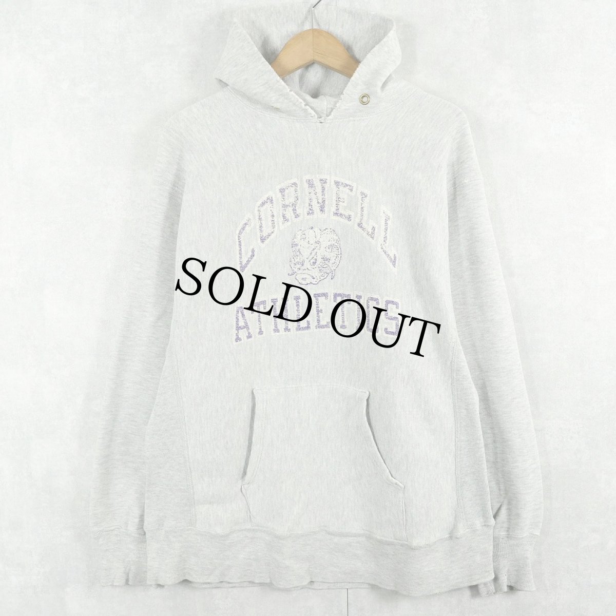 画像1: 80's Champion REVERSE WEAVE USA製 トリコタグ "CORNELL ATHLETICS" プリントスウェットフーディー L (1)