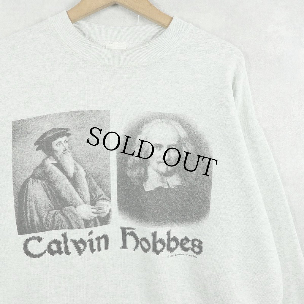 画像1: 90's Jean Calvin × Thomas Hobbes 偉人プリントスウェット L (1)