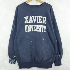 画像1: 90's Champion REVERSE WEAVE USA製 "XAVIER UNIVERSITY" プリントスウェット NAVY XXL (1)