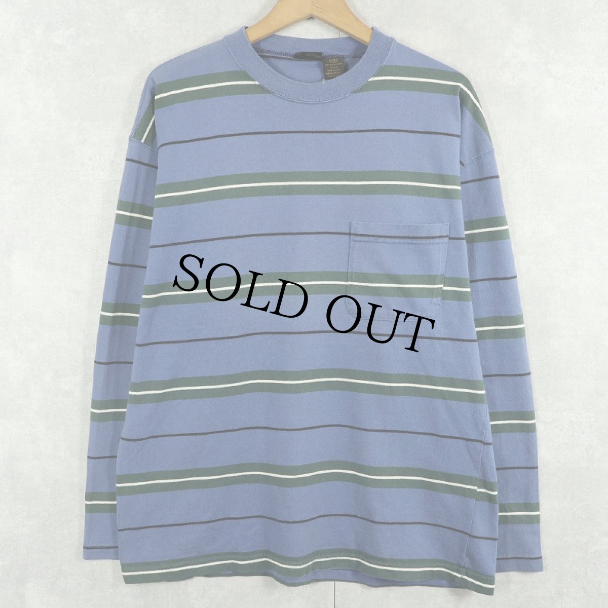 画像1: 80〜90's Eddie Bauer USA製 ボーダー柄 ポケットロンT M (1)