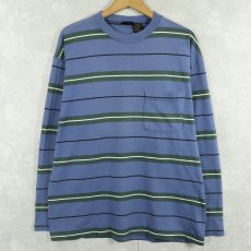 画像1: 80〜90's Eddie Bauer USA製 ボーダー柄 ポケットロンT M (1)