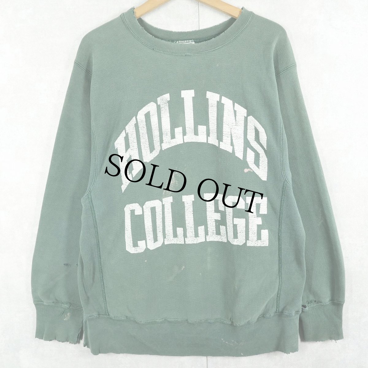 画像1: 80's Champion REVERSE WEAVE USA製 トリコタグ "HOLLINS COLLEGE" プリントスウェット L (1)