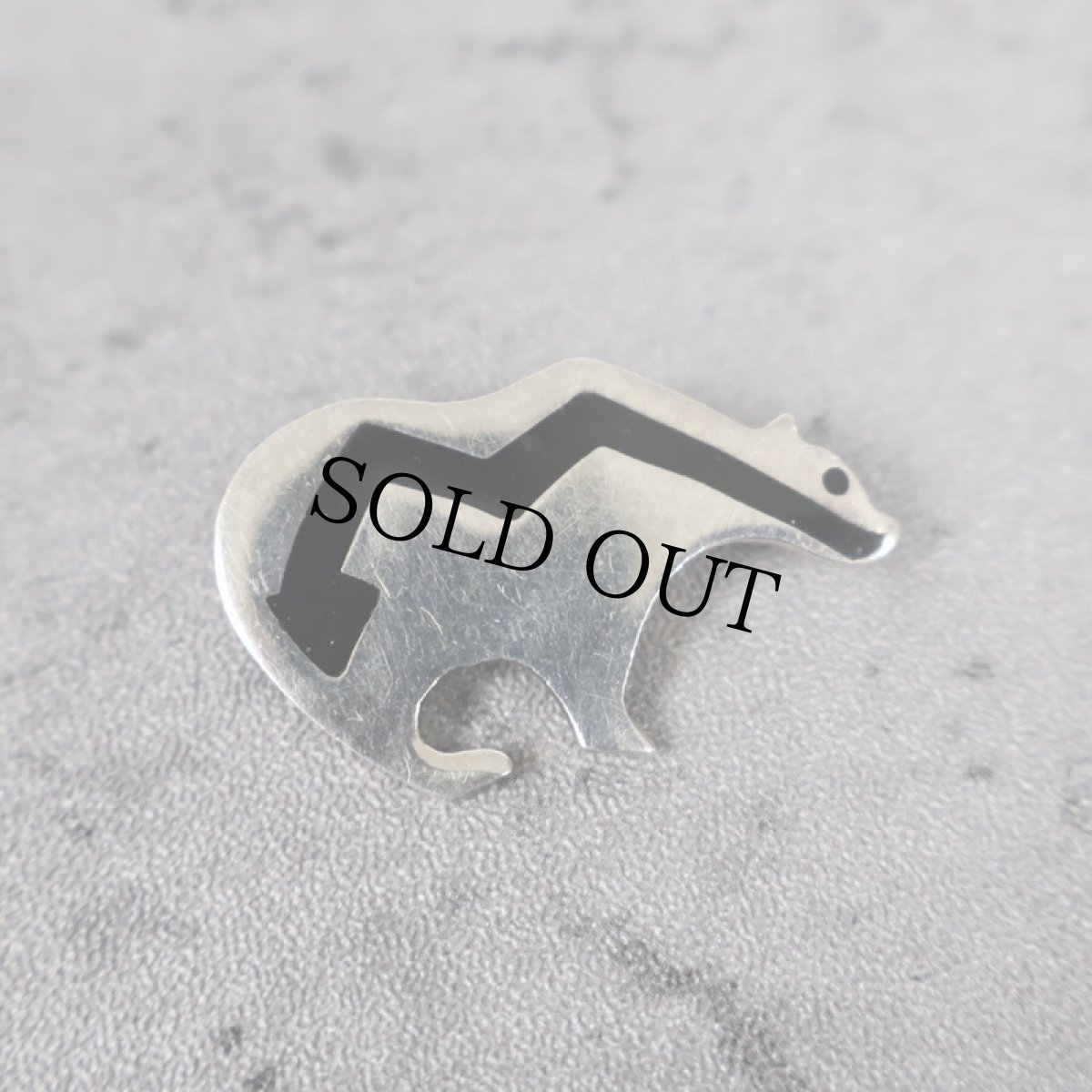 画像1: MEXICO SILVER 925 "Onyx" クマ ブローチ (1)