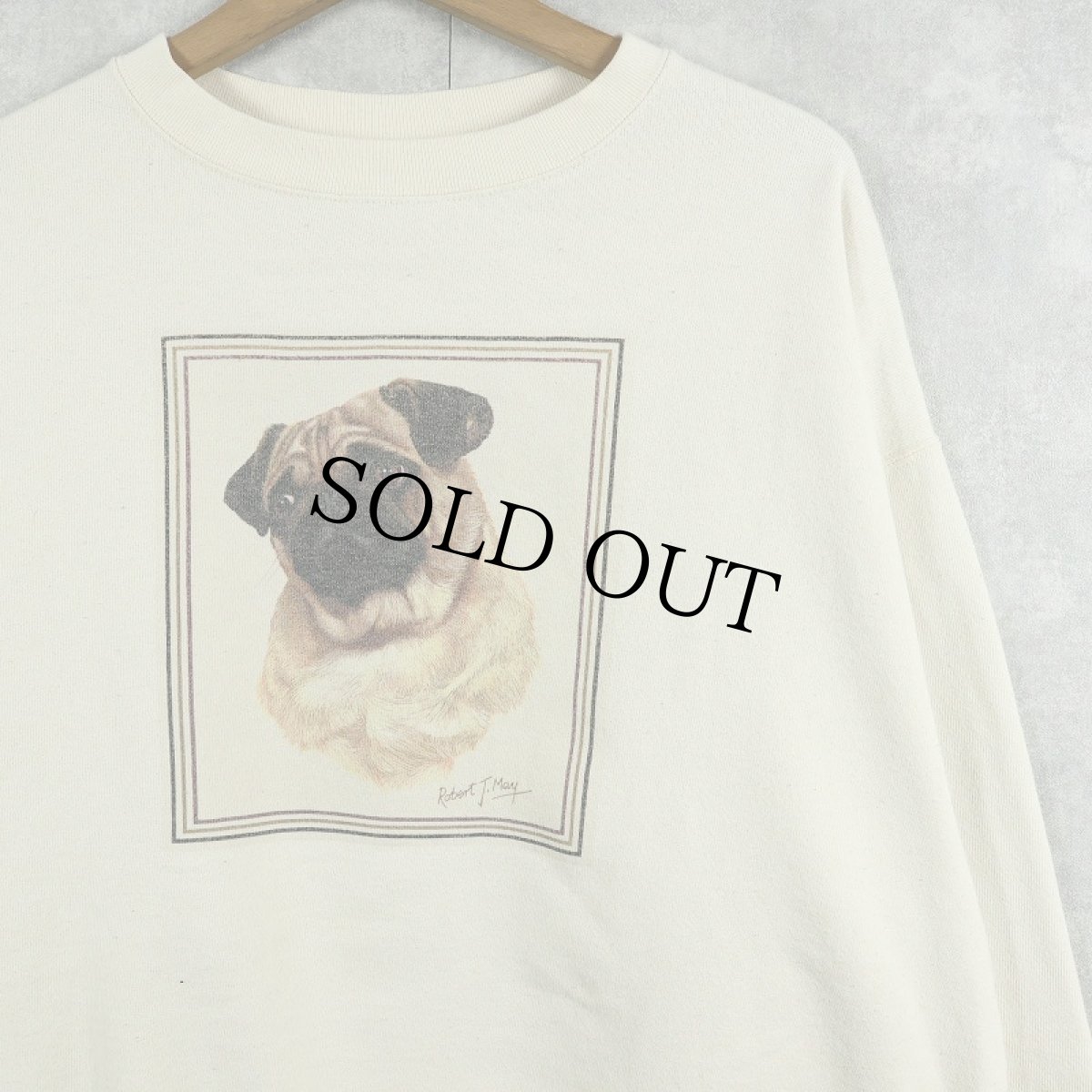 画像1: 90's USA製 "PUG" 犬プリントスウェット XL (1)