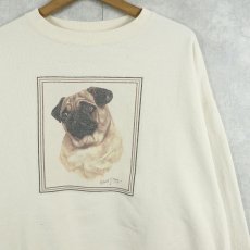画像1: 90's USA製 "PUG" 犬プリントスウェット XL (1)