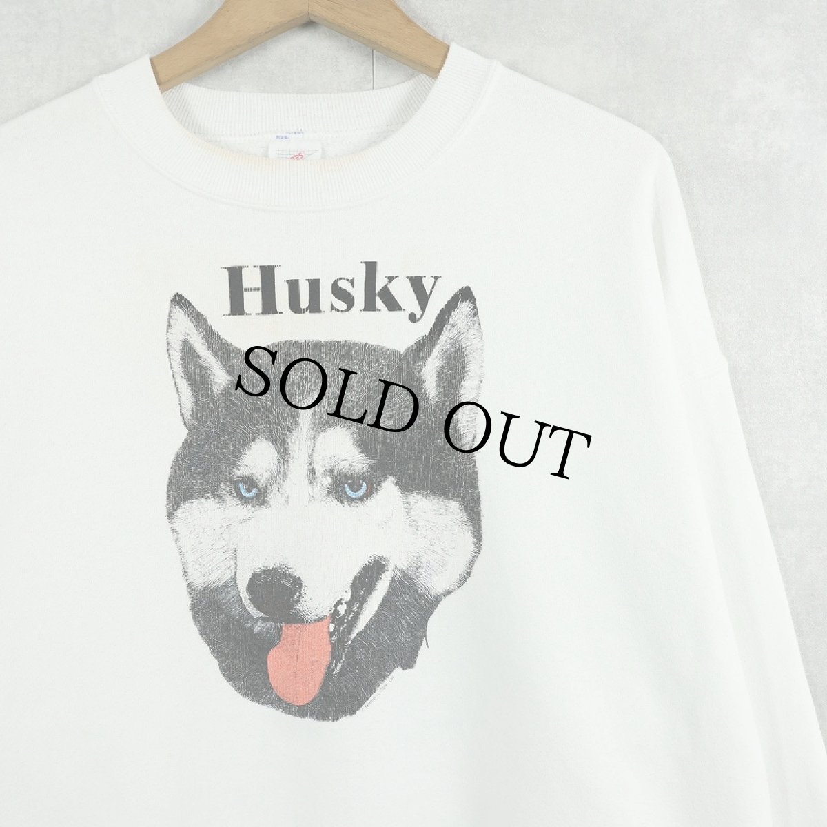 画像1: 90's USA製 "Husky" 犬プリントスウェット XL (1)