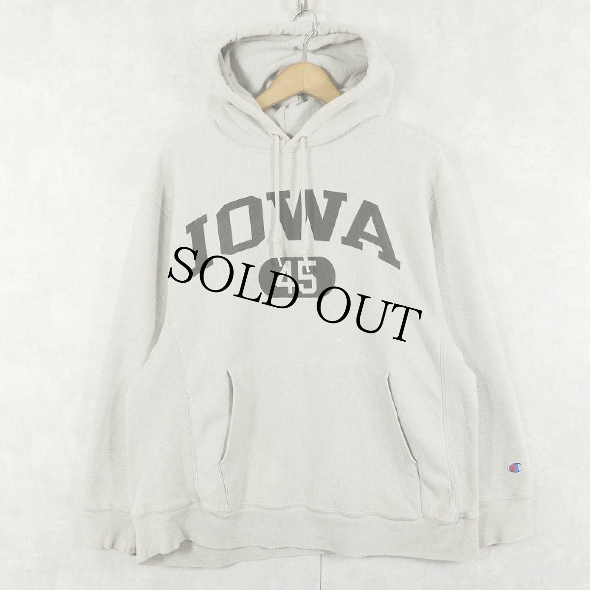 画像1: 2000's Champion REVERSE WEAVE "IOWA" プリントスウェットフーディー M (1)