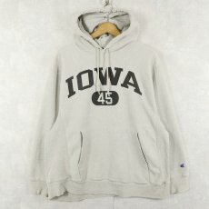 画像1: 2000's Champion REVERSE WEAVE "IOWA" プリントスウェットフーディー M (1)