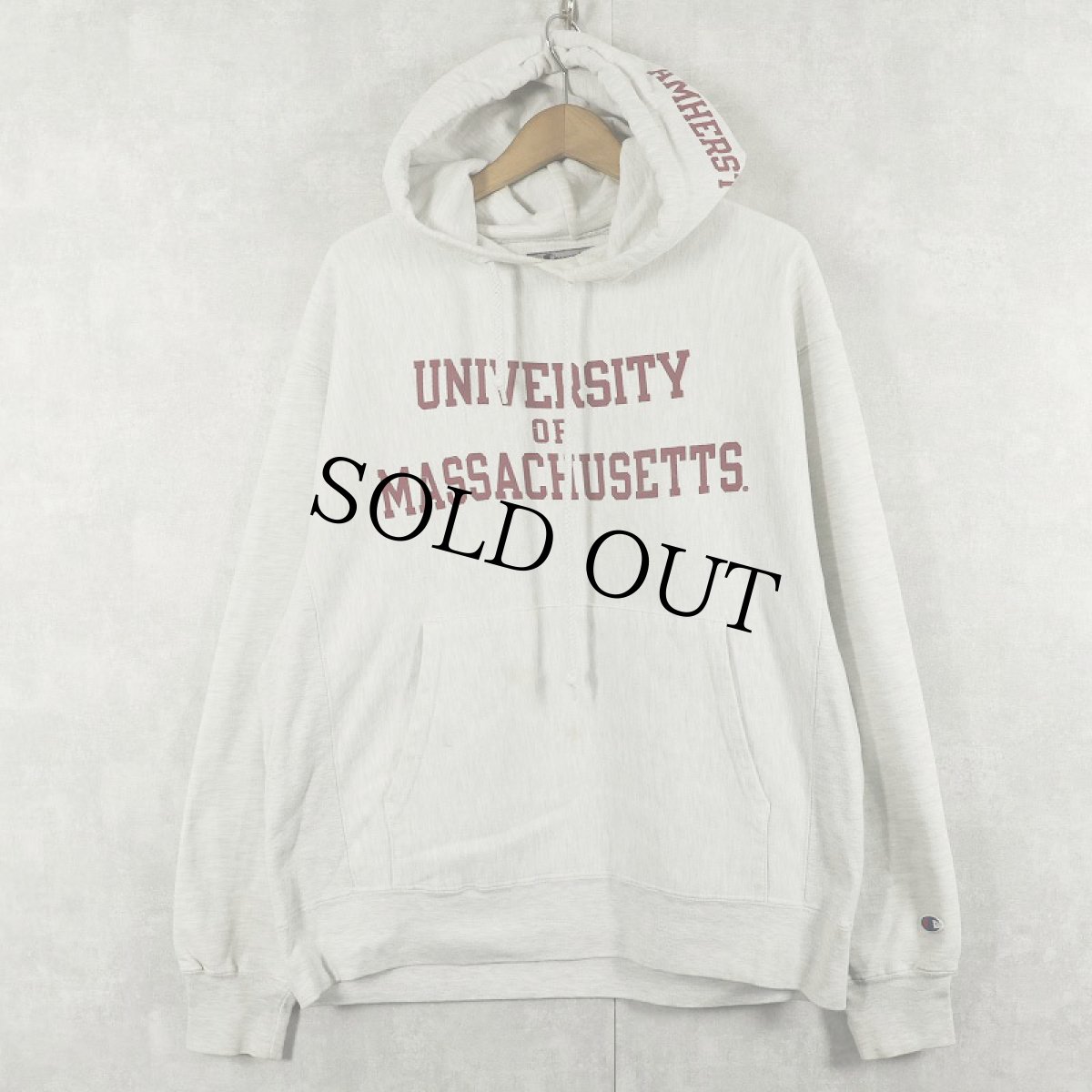 画像1: 2000's Champion REVERSE WEAVE "UNIVERSITY OF MASSACHUSETTS" プリントスウェットフーディー M (1)