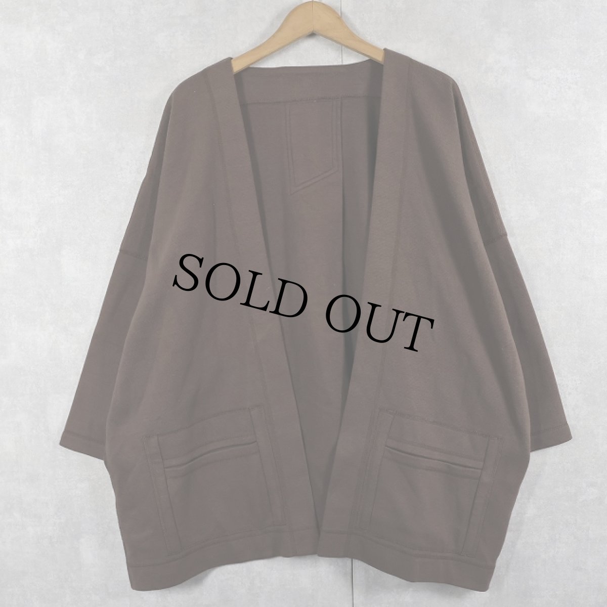 画像1: リブ編み スウェットカーディガン BROWN (1)