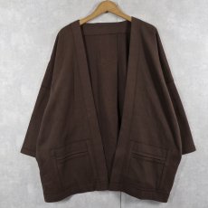 画像1: リブ編み スウェットカーディガン BROWN (1)