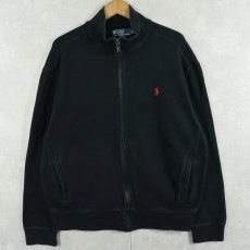 画像1: POLO Ralph Lauren フルジップ コットンリブニットセーター BLACK L (1)