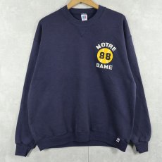 画像2: 80's RUSSELL ATHLETIC USA製 "NOTRE DAME" 前V プリントスウェット NAVY XL (2)