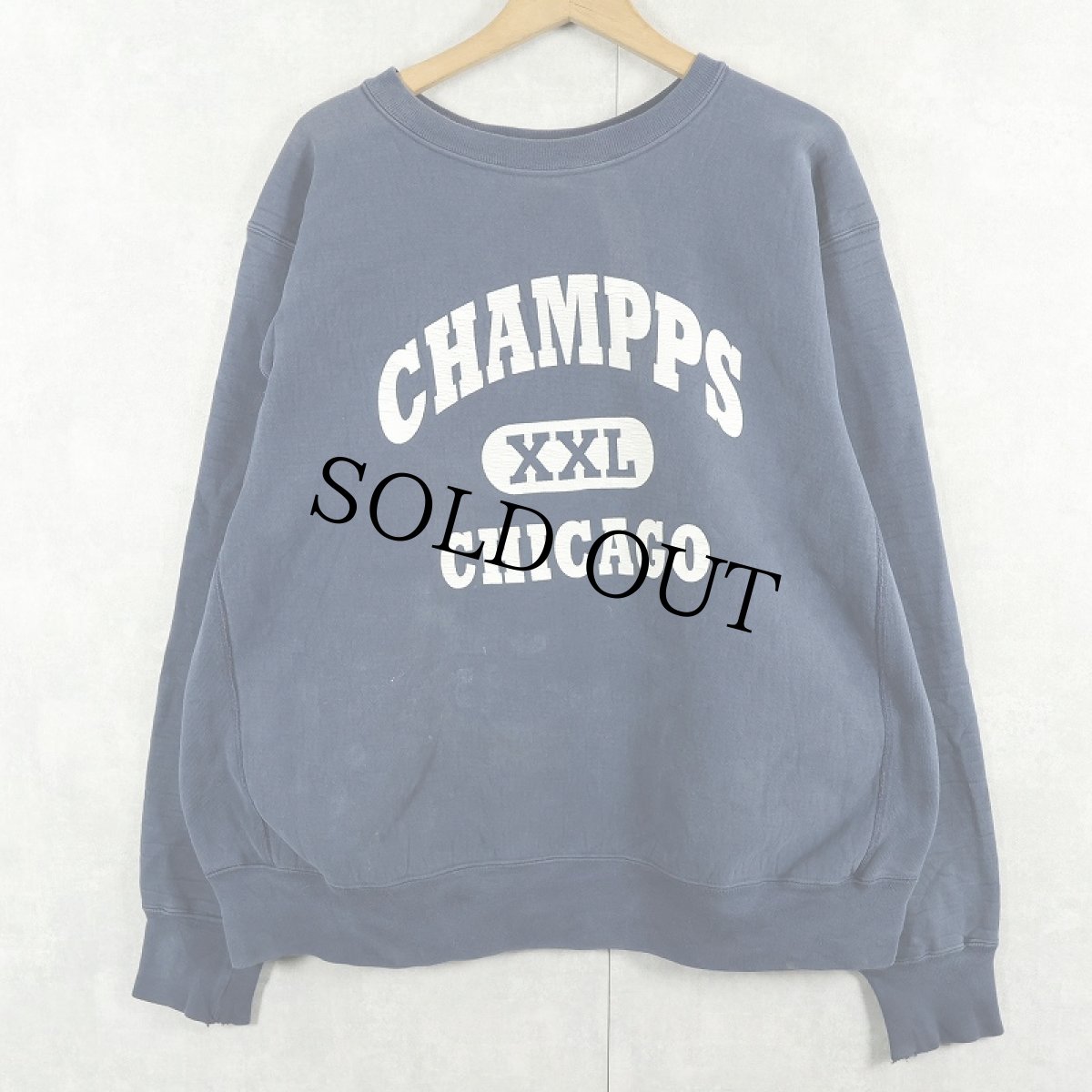 画像1: 90's cotton exchange USA製 REVERSE WEAVE TYPE プリントスウェット NAVY XL (1)