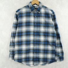 画像1: PENDLETON "MASON" オンブレーチェック柄 ボタンダウン ライトネルシャツ M (1)