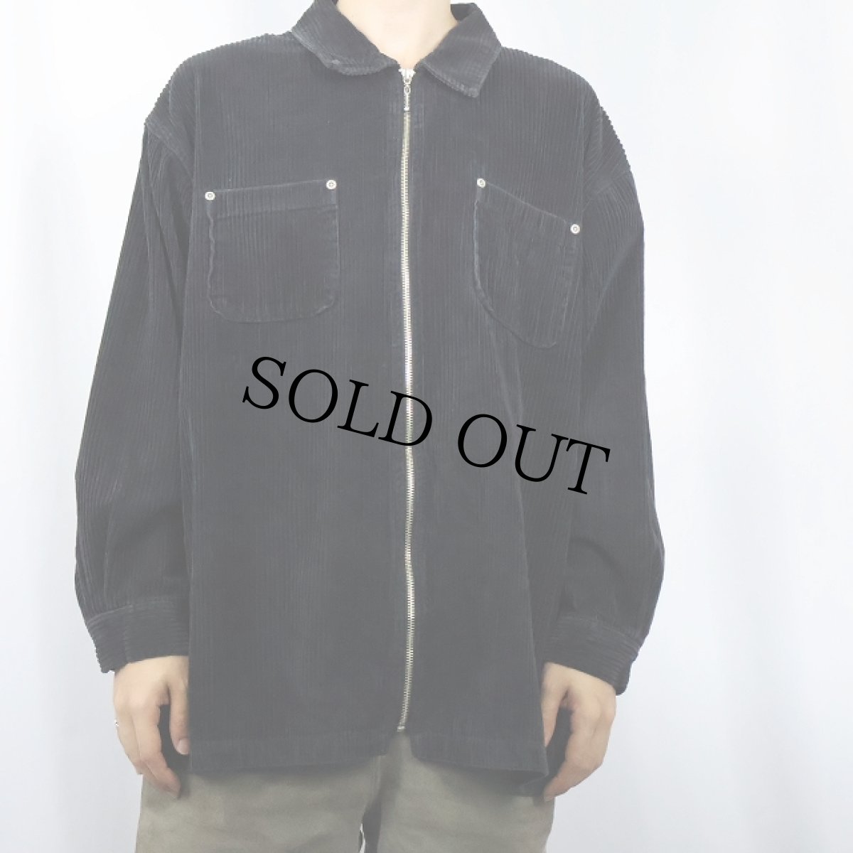 画像2: 90's〜 DENIM & Co. コーデュロイジップシャツジャケット BLACK 1X (2)