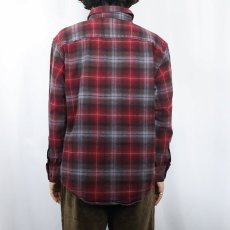 画像3: PENDLETON "MASON" オンブレーチェック柄 ボタンダウン ライトネルシャツ L (3)
