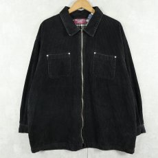 画像1: 90's〜 DENIM & Co. コーデュロイジップシャツジャケット BLACK 1X (1)