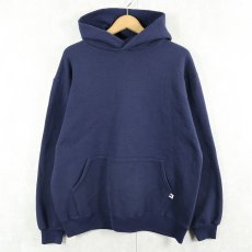 画像1: 90's RUSSELL ATHLETIC USA製 無地スウェットフーディー NAVY L (1)