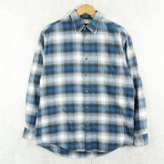 画像1: PENDLETON "MASON" オンブレーチェック柄 ボタンダウン ライトネルシャツ M (1)