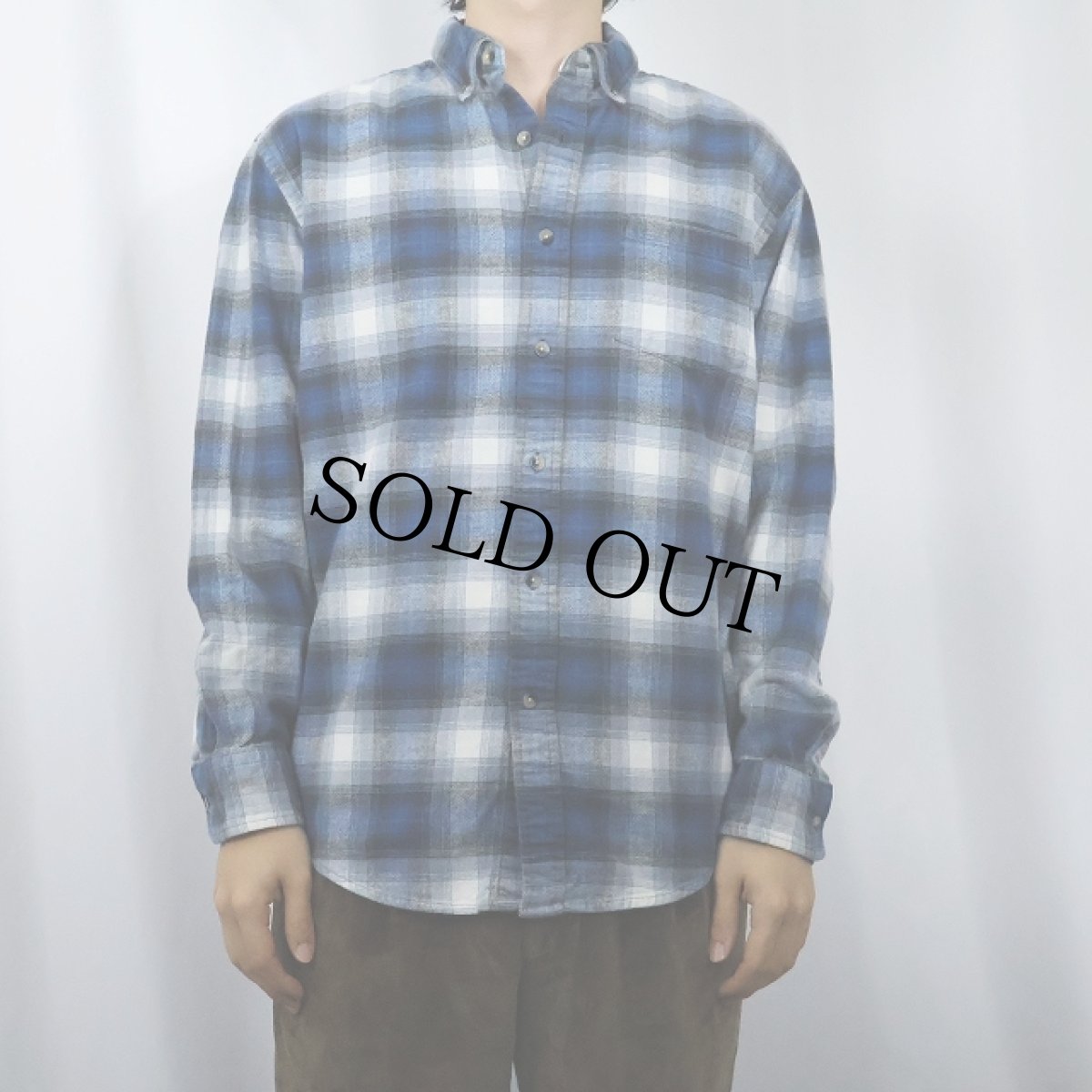 画像2: PENDLETON "MASON" オンブレーチェック柄 ボタンダウン ライトネルシャツ M (2)