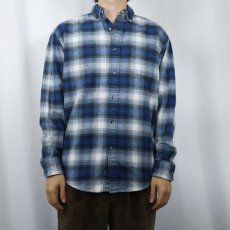 画像2: PENDLETON "MASON" オンブレーチェック柄 ボタンダウン ライトネルシャツ M (2)