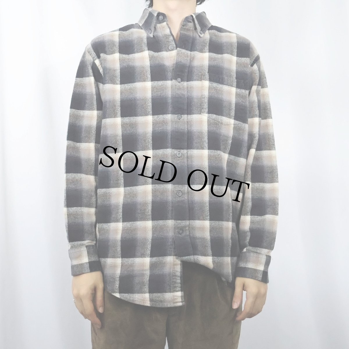 画像2: PENDLETON "MASON" オンブレーチェック柄 ボタンダウン ライトネルシャツ M (2)