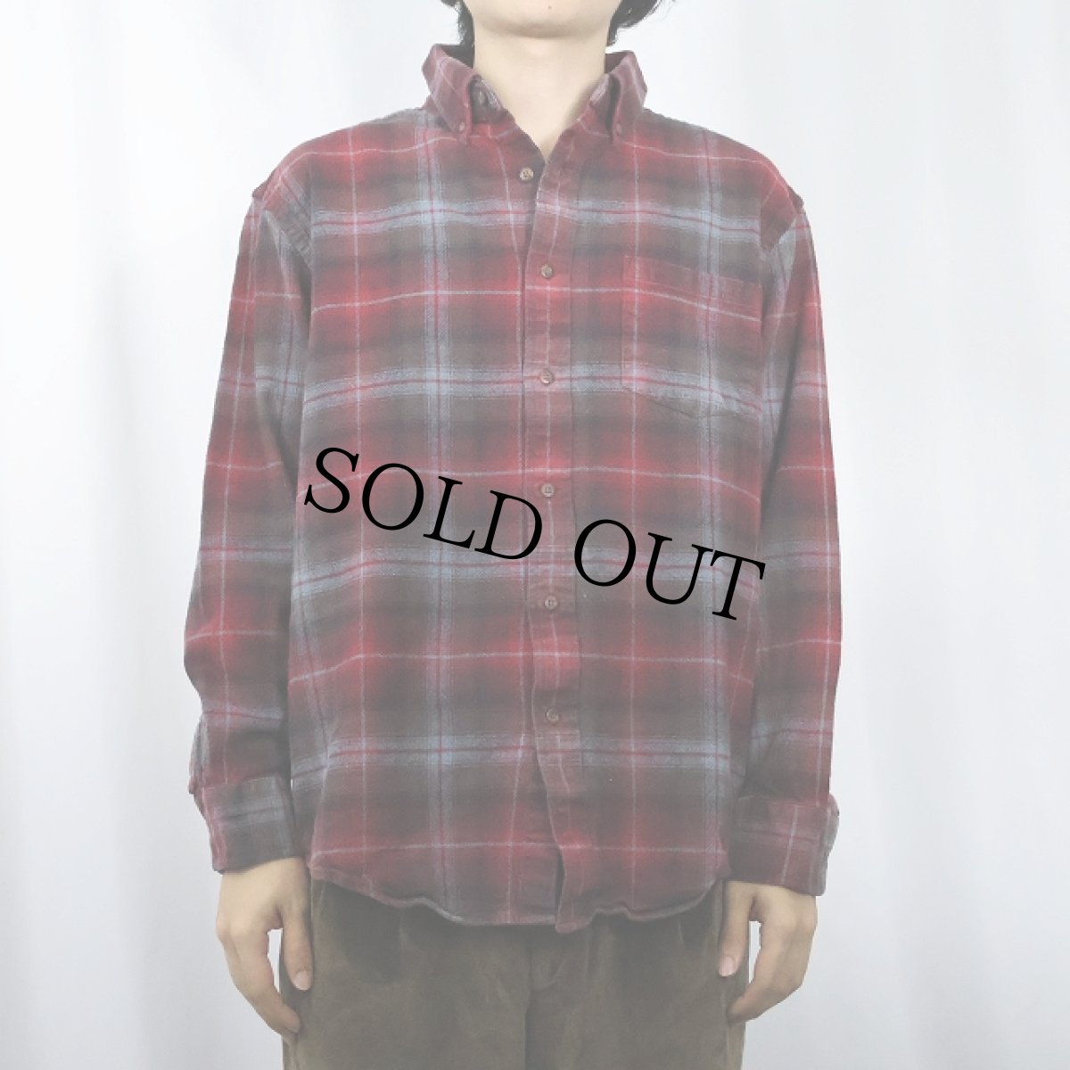 画像2: PENDLETON "MASON" オンブレーチェック柄 ボタンダウン ライトネルシャツ L (2)