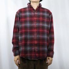 画像2: PENDLETON "MASON" オンブレーチェック柄 ボタンダウン ライトネルシャツ L (2)