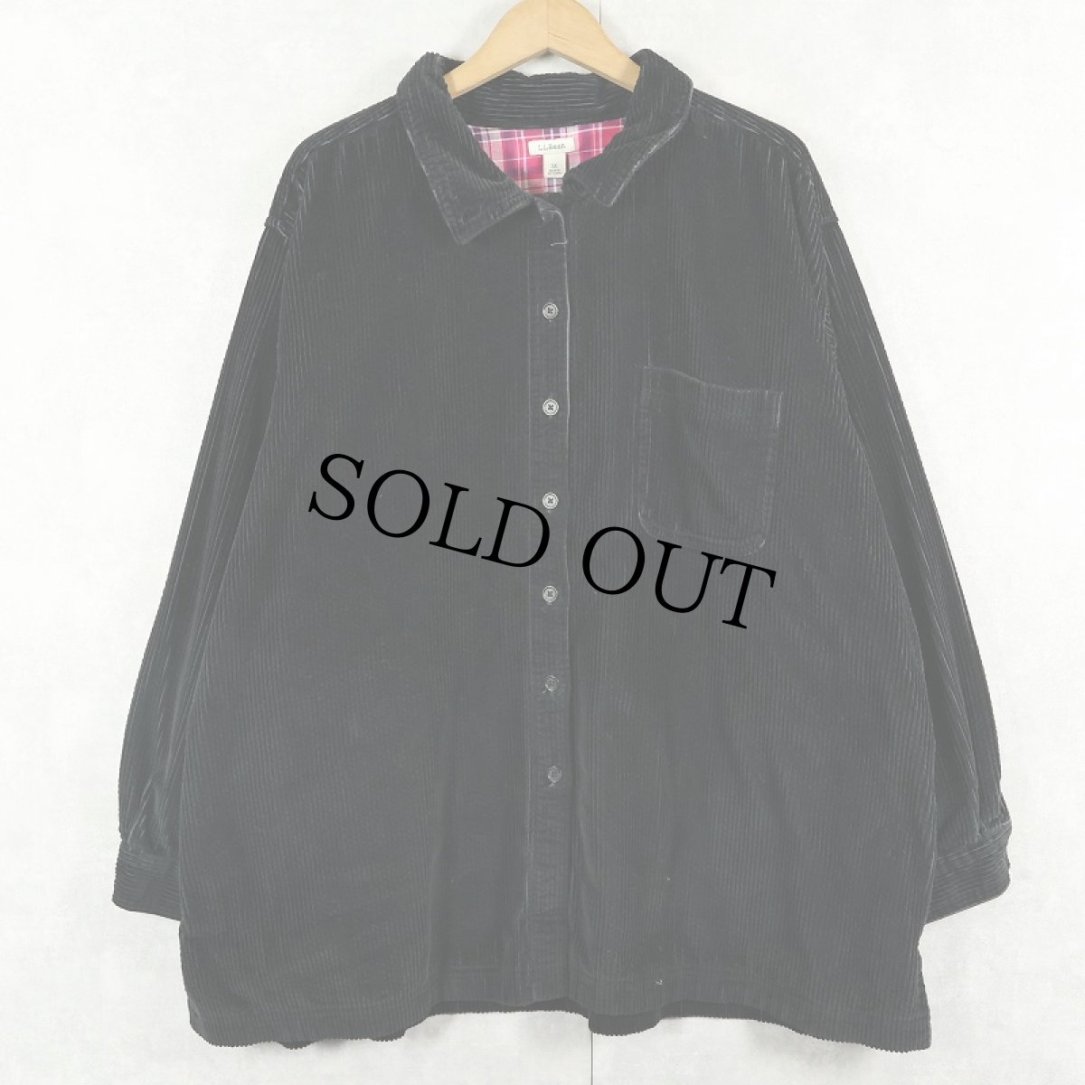 画像1: L.L.Bean チェック柄ライナー コーデュロイシャツジャケット BLACK 3X (1)