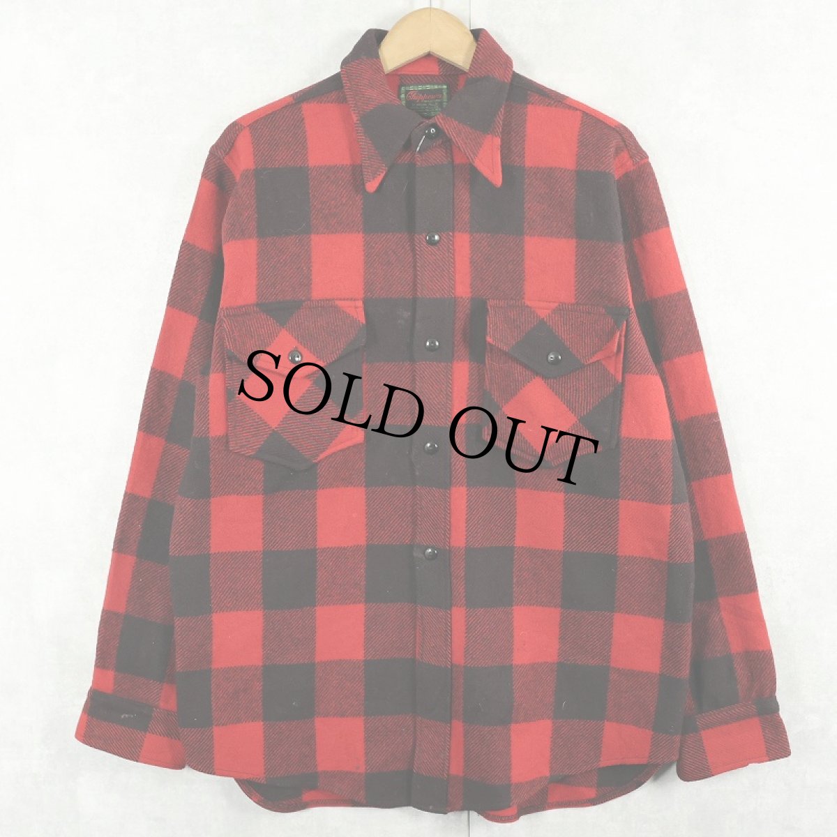 画像1: 40〜50's CHIPPEWA ブロックチェック柄 ウールシャツ (1)